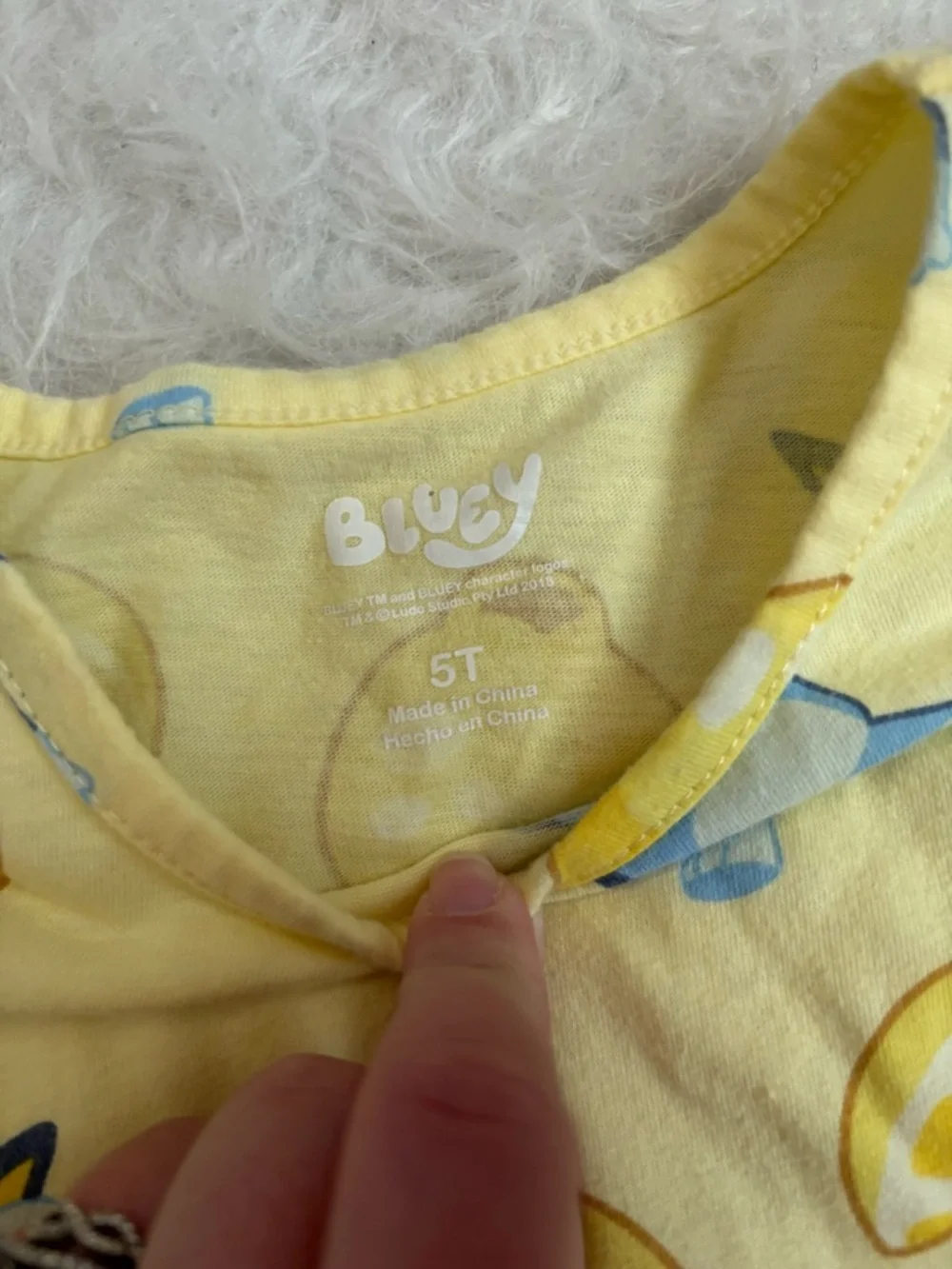 Girls’ Bright Yellow Lemon Print Dress with Fun Bluey Character